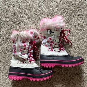 Girls' Snow Boots with Pink Fur Trim